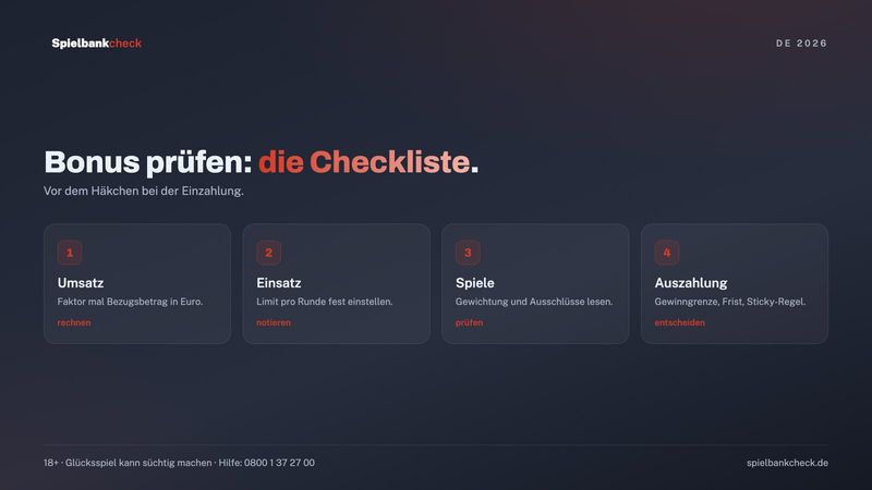 Checkliste in fünf Schritten: so prüfst du einen Casino Bonus vor dem Annehmen