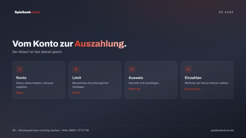 Vier Schritte zum Start im Echtgeld Casino: Konto, Limit, Verifizierung und Einzahlung